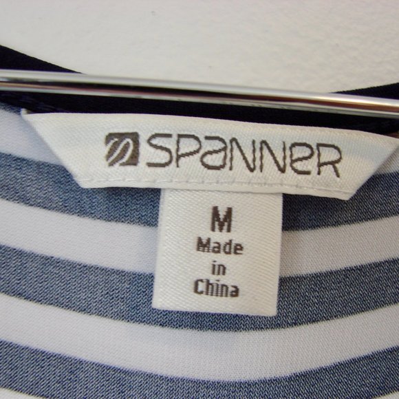 Maxi Dress Nautical Cruise Blue White Stripe Tall Sleeveless by Spanner Medium - Picture 3 of 16